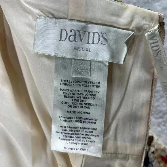 Davids Bridal Womens Strapless Dress 4 Floral Lace Fit & Flare Tea Garden Length - Picture 13 of 16